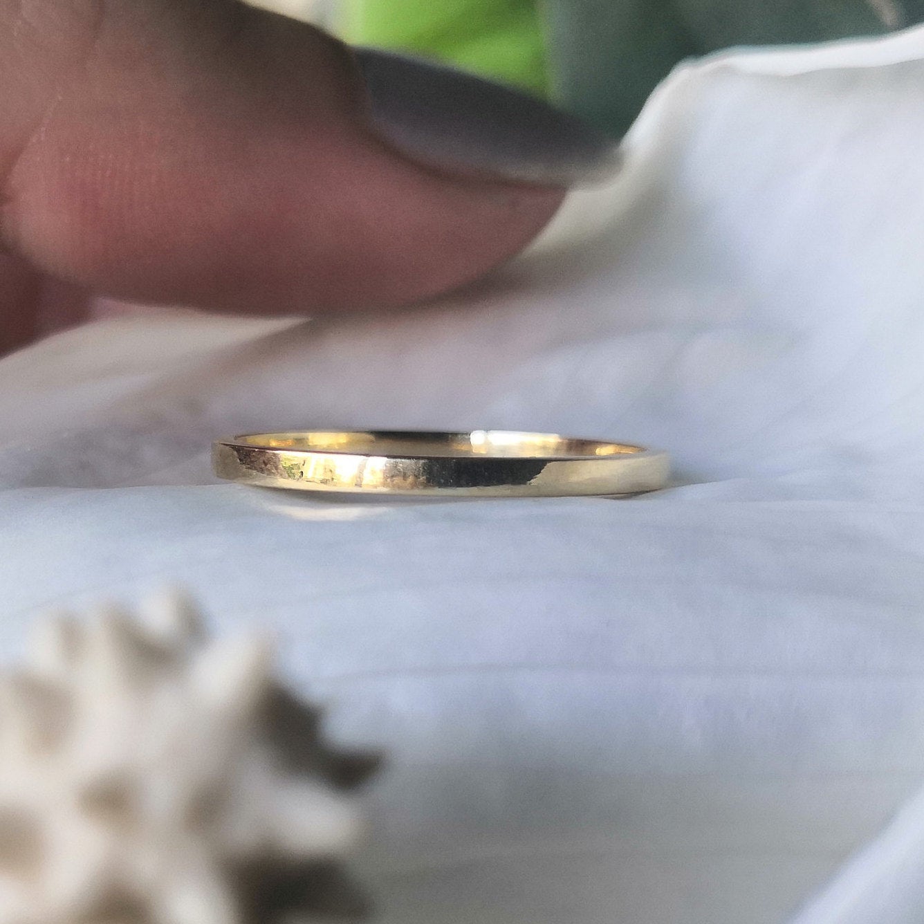 Thin Flat Gold Wedding Bands for Couples