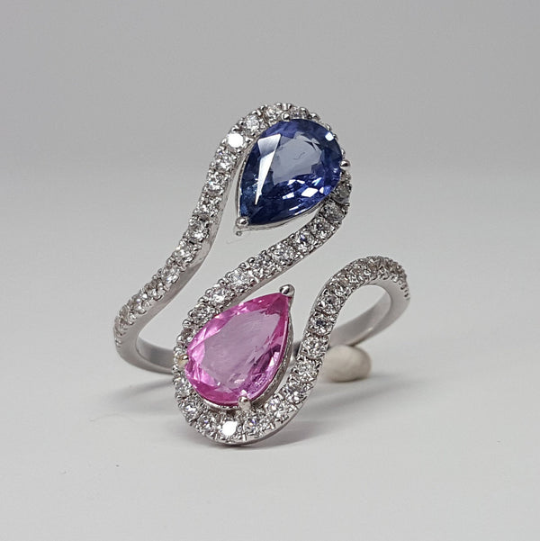 Toi et Moi Sapphire Engagement Ring - September Birthstone
