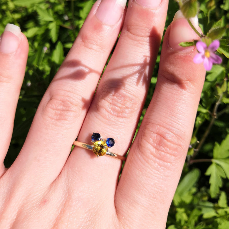 The Memory Ring - Blue & Yellow Sapphire Ring - September Birthstone