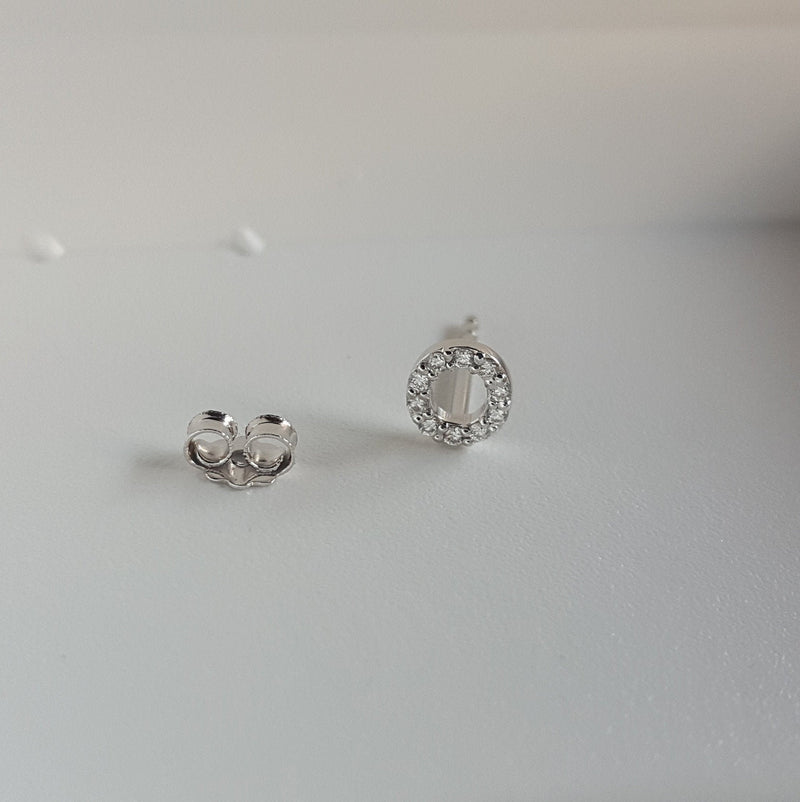 Initial Letter Diamond Earrings - Dainty Diamond Earrings – Delicate Genuine Diamond Earrings – Small Solitaire Earrings – Small Bridal Set