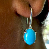 Oval Sleeping Beauty Arizona Turquoise Dangling Earrings