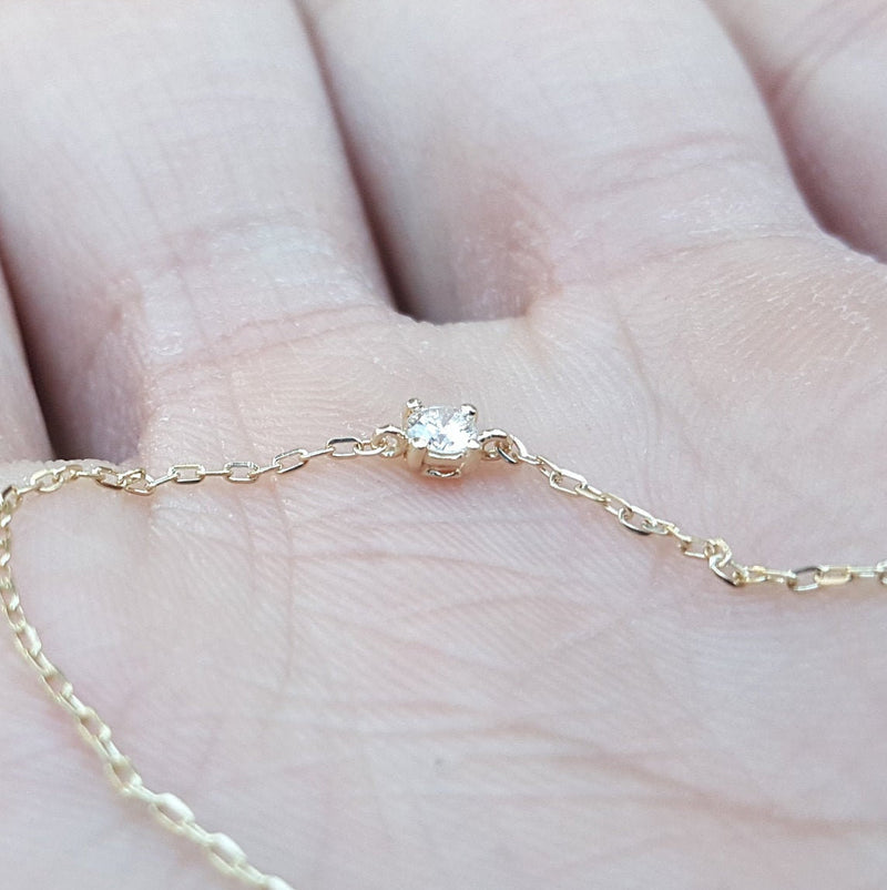 Dainty Floating Diamond Bracelet – Genuine Solitaire Diamond Bracelet – Minimal Diamond Wedding Bracelet Set – Handmade Jewelry