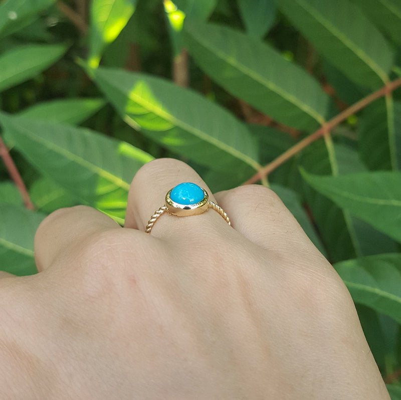 Round Sleeping Beauty Bezel Turquoise Ring