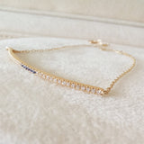 Sapphire & Diamond Bar Bracelet - Dainty Delicate Diamond Bracelet – Minimal April & September Wedding Bracelet Set – Handmade Jewelry