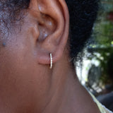 Large Diamond Huggie Earrings – Flat Hoop Earrings - Dainty Delicate Bridal Set Earrings –Handmade Genuine Diamond Jewelry