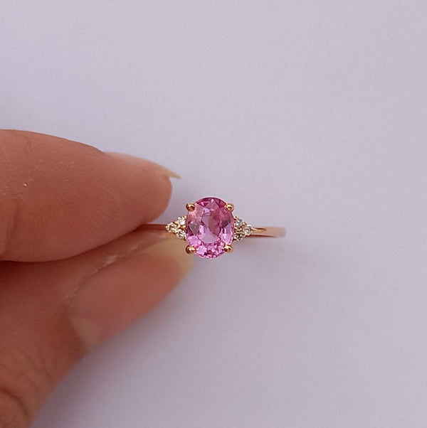 Natural Pink Sapphire Engagement Ring