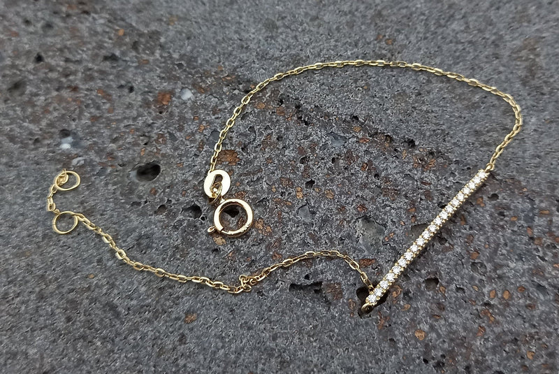 Diamond Bar Bracelet - Dainty Delicate Diamond Bracelet – Genuine Diamond Bracelet – Minimal Diamond Wedding Bracelet Set – Handmade Jewelry