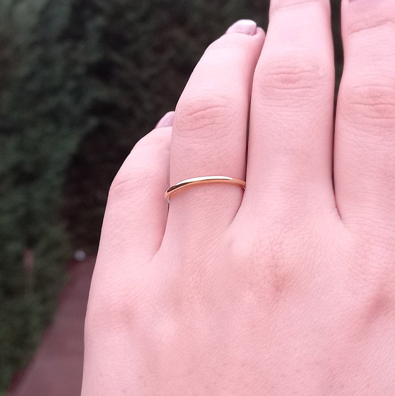 1.5 mm Solid 18k Gold Ring – Promise Rings For Couples - Simple Gold Wedding Band - Plain Dainty Gold Ring – Pinky Ring - Handmade Jewelry