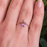 Unique Natural Pear-Shaped Pink Sapphire Chevron Engagement Ring