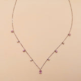 Pink Sapphire & Diamond Necklace "Floating Drops"