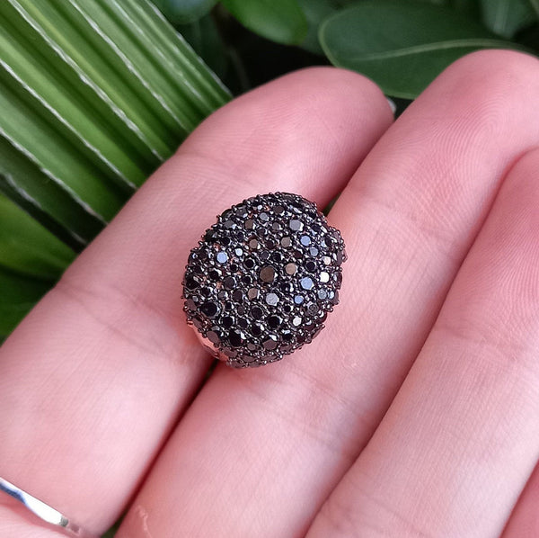 Large Real Black Diamond Cluster Ring