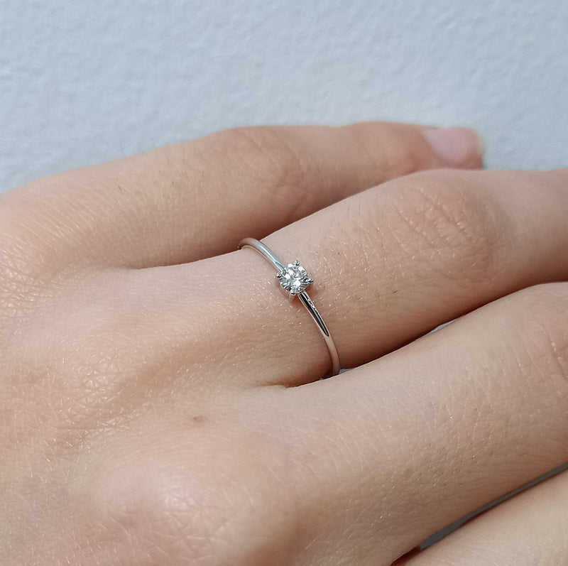 Dainty Genuine 0.1 Ct Diamond Engagement Ring