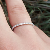 1.5 mm Shared Prong Full Eternity Ring – Simple Dainty Diamond Wedding Band – Thin Stacking Diamond Band – Real April Birthstone Ring