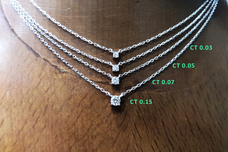 Floating 0.15 Ct Diamond Solitaire Necklace – Simple Wedding Diamond Necklace – Dainty Real Diamond Pendant – Handmade Minimalist Jewelry