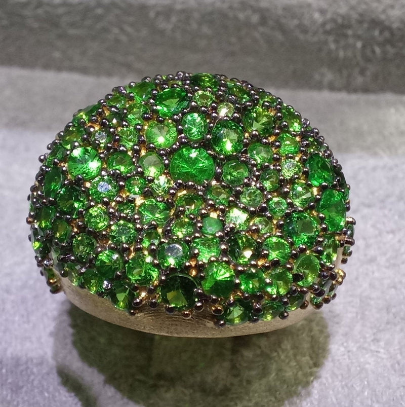 Celestial Green Garnet Engagement Ring - Large Cluster of Natural Tsavorites Ring - Garnet Wedding Jewelry - January Birthstone Ring