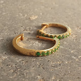 Natural Green Garnet Tsavorite Huggie Hoop Earrings