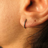 Dainty Genuine Black Diamond Huggie Hoops Earrings