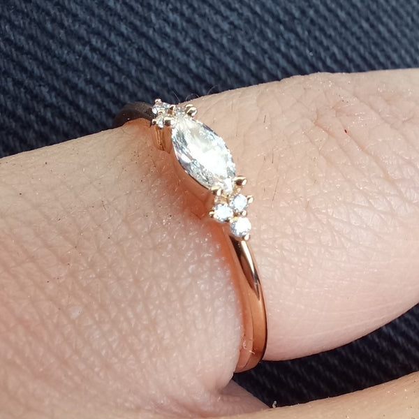 Vintage East-West Marquise Diamond Engagement Ring